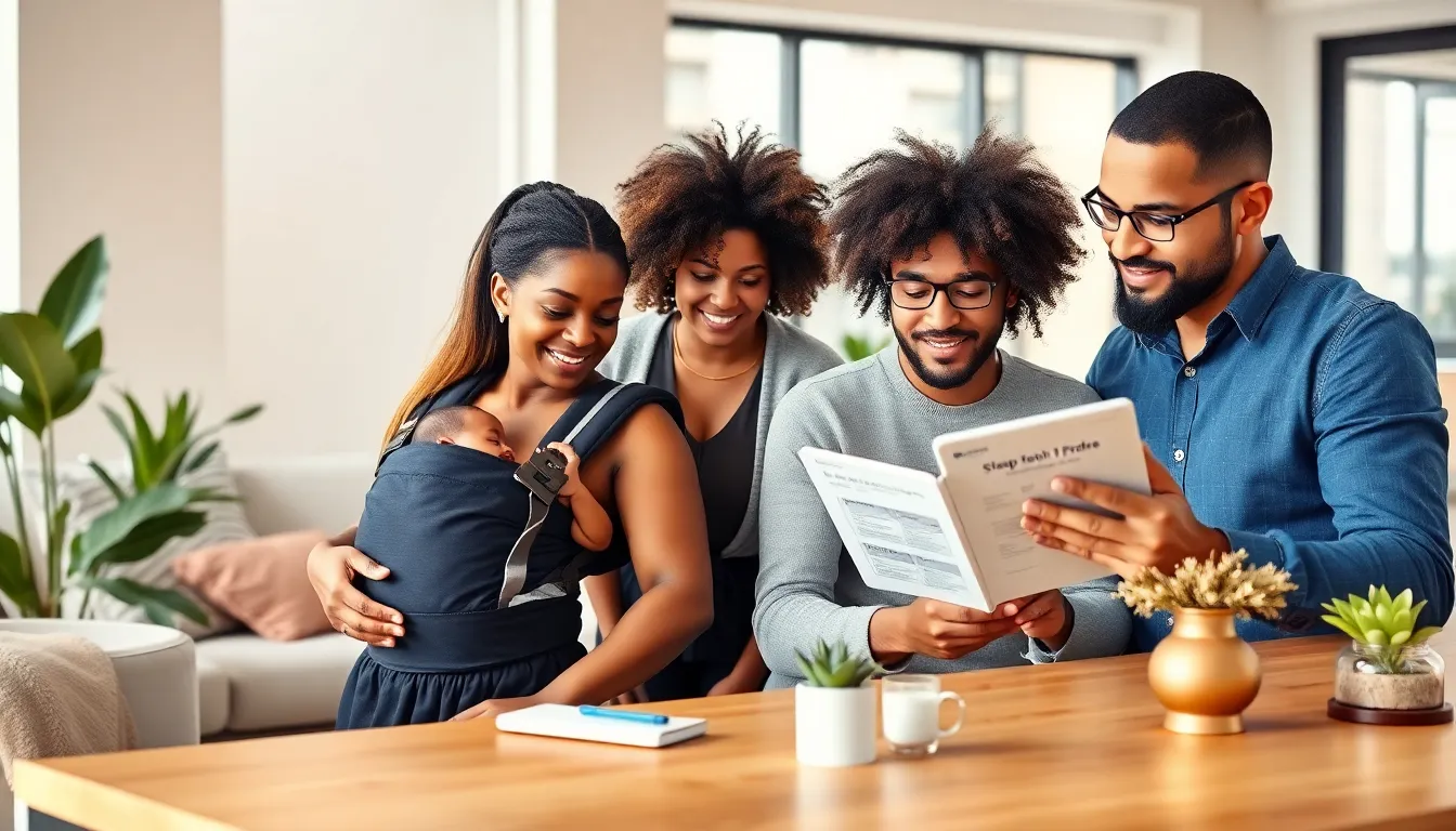 diverse parents discussing sleep regression tips in a calm workspace.