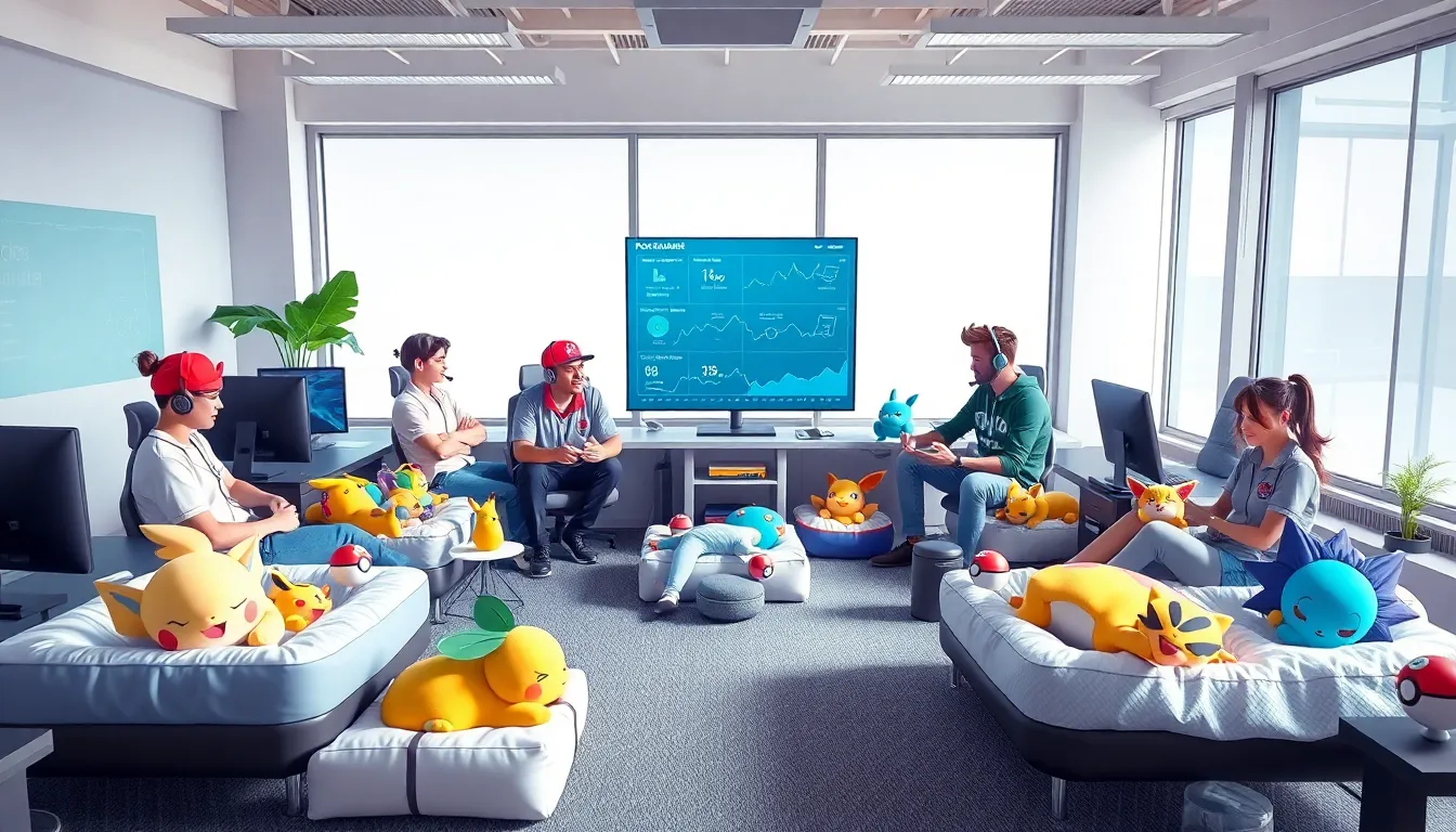 trainers discussing sleep strategies for their resting Pokémon.